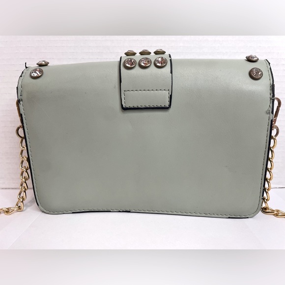 Luxury Diamond-studded One-shoulder Messenger Bag Chain Strap Square Mint Green - Picture 9 of 10